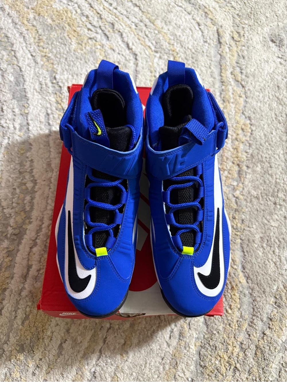 Nike Men Royal Blue High-Top Sneakers with White and Black Swoosh
